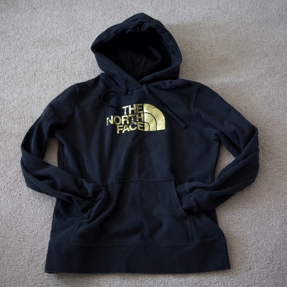 black and gold north face hoodie